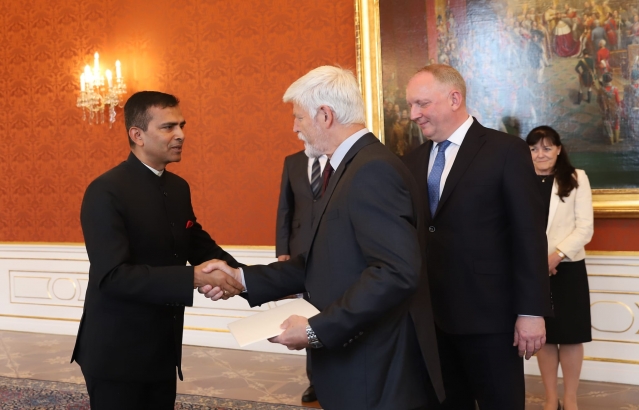 Ambassador Shri Raveesh Kumar presented his credentials to the President of the Czech Republic Petr Pavel at distinguished ceremony held at historic Prague Castle.