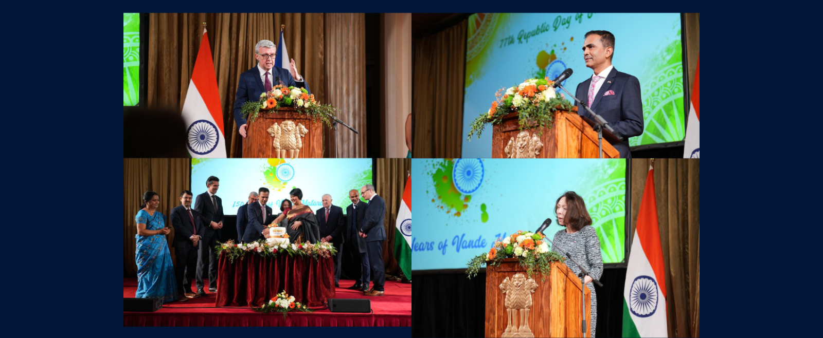 77th Republic Day of India Reception. The event was graced by Deputy Prime Minister and Minister of Industry and Trade, Mr Karel Havlíček and Mrs Marie Chatardová, Deputy Minister of Foreign Affairs.